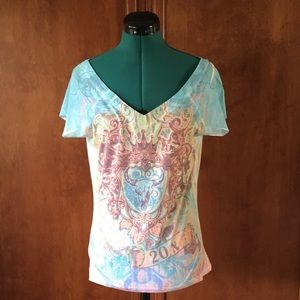 Twenty X Multi Colored Western V Neck Top